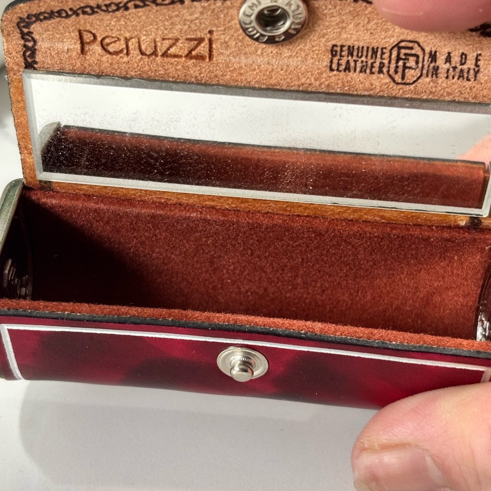 Peruzzi Red Leather lipstick case Made in Firenze Italy
